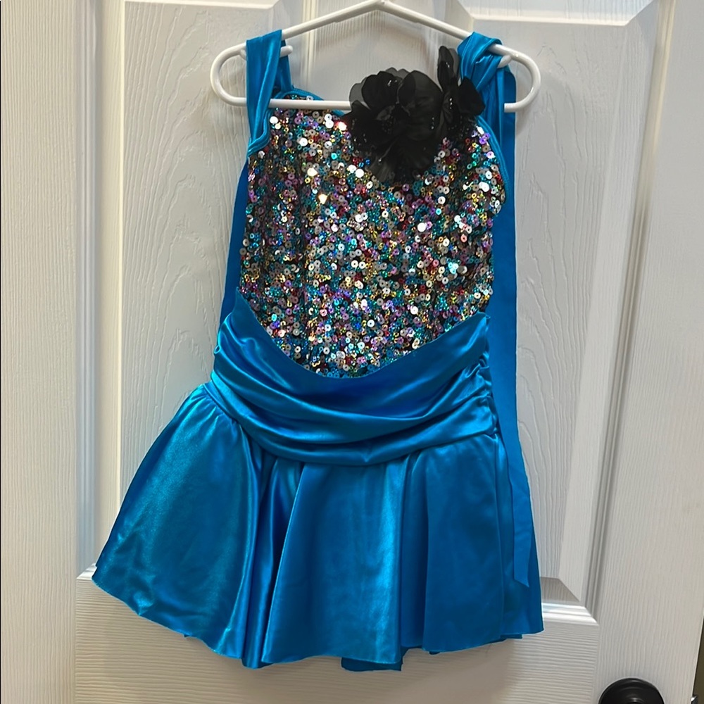 Curtain Call, Sparkling Turquoise Blue Kids Costume Dress, size large